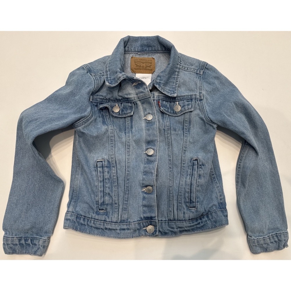 Levi's Denim Jacket Kids Size Medium Blue Good Repaired Trucker Jacket